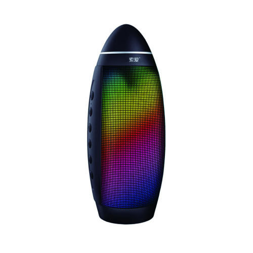 Soaiy s-58 LED  spectrum lamp wireless speaker box portable plug-in speaker box waterproof, dustproof, anti-fall cool black
